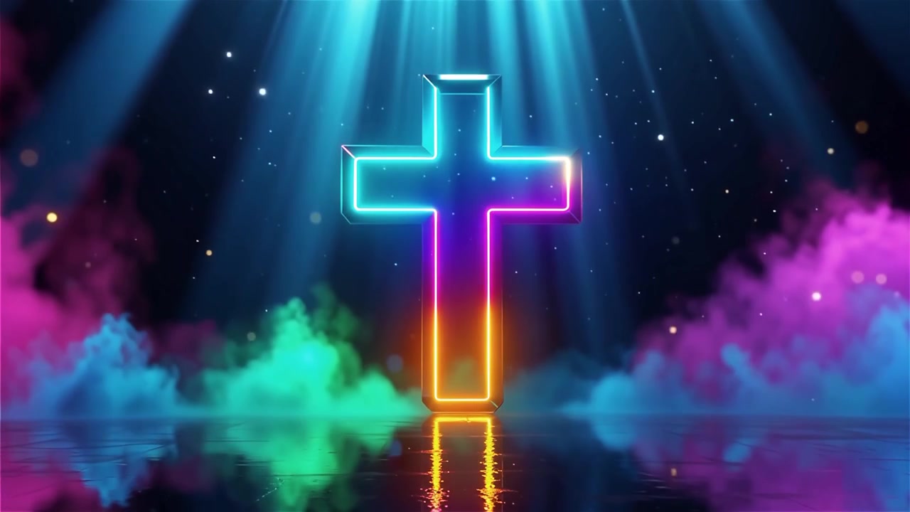 Christian Cross Heavenly Light Worship Background
