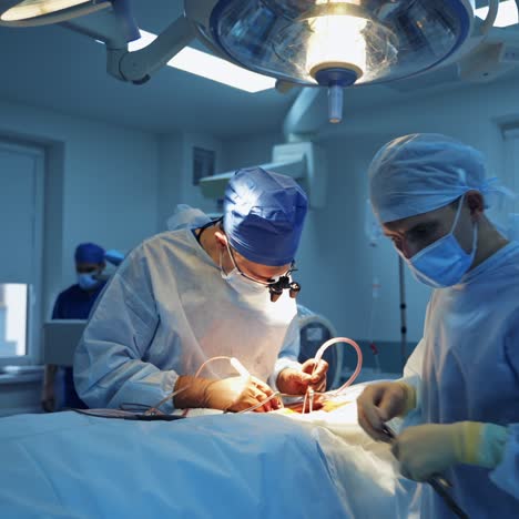 neurosurgery operation in hospital. health care concept. surgeons team working. selective focus. medical room background