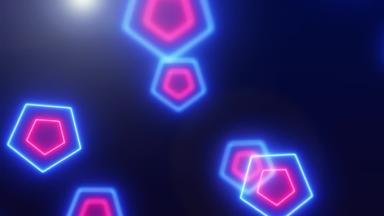 Glowing Neon Hexagons Background Loop