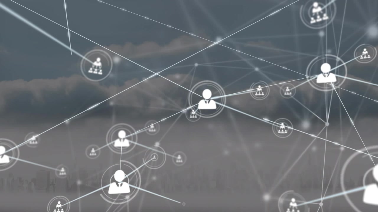 Animation af et netværk af forbindelser over skyer.
