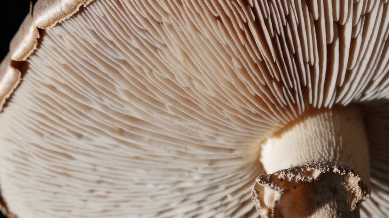 Close-up View of Mushroom Gills