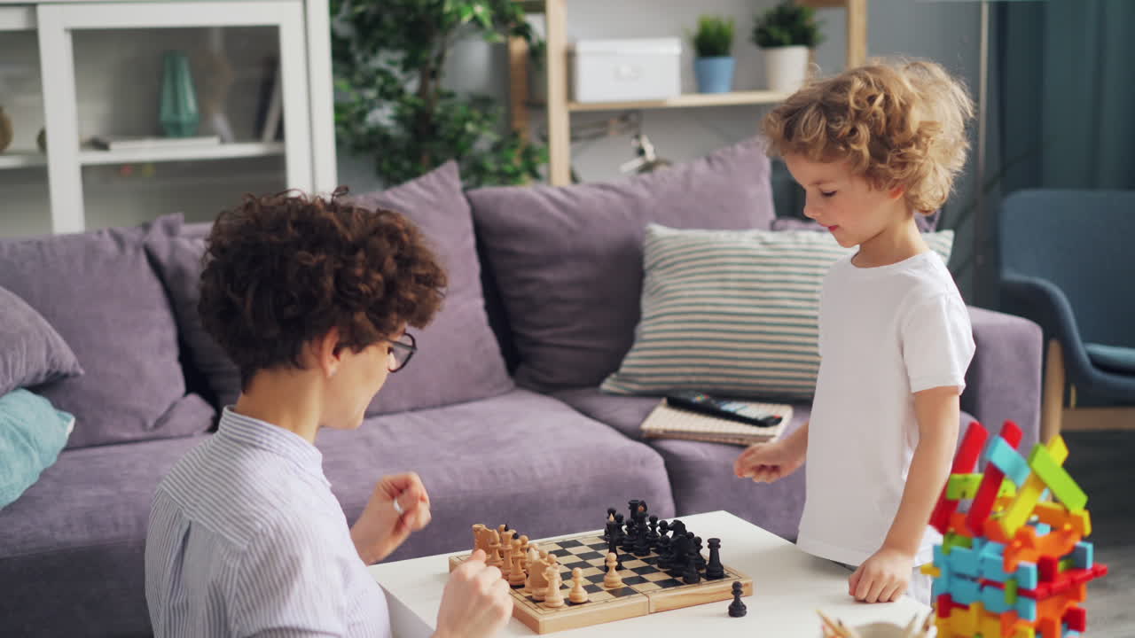 Mother and Child Playing Chess