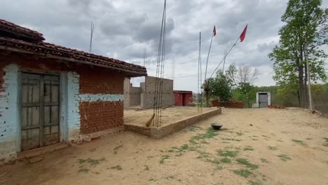 POV-shot-of-a-village-hut-and-village-in-Jharkhand,-India