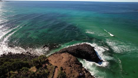 fingal head causeway in fingal head, australia - drone shot