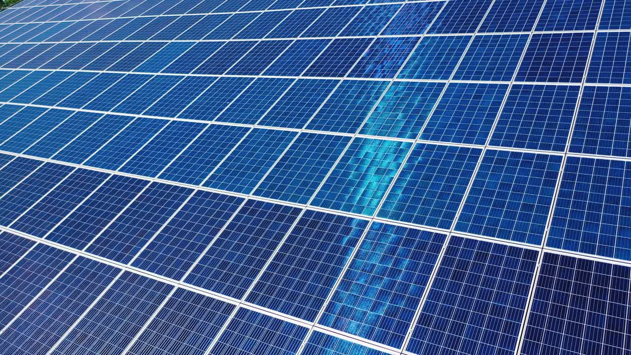 Detail shot of solar panel. Background of photovoltaic modules for renewable energy