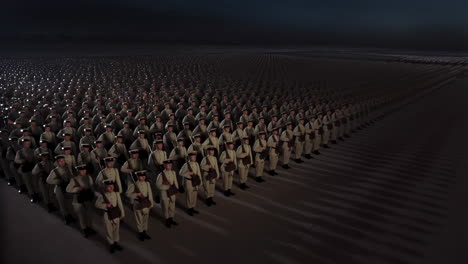 massive army formation of soldiers in uniform