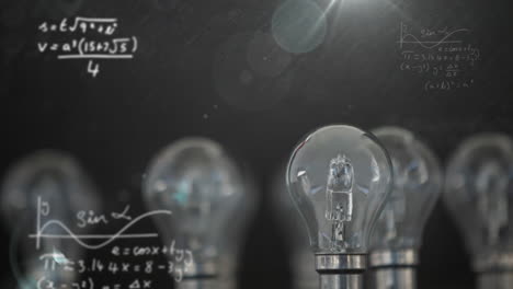 animation of light bulbs and scientific formule data processing