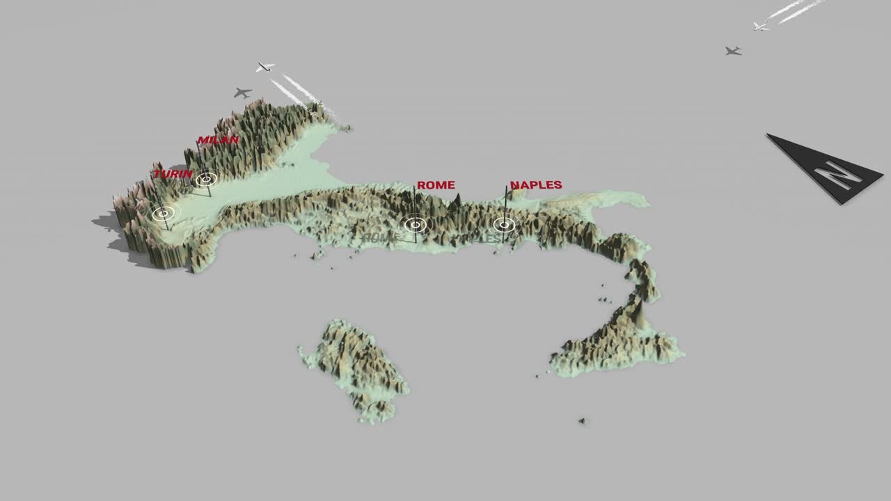 3d terrain map Italy