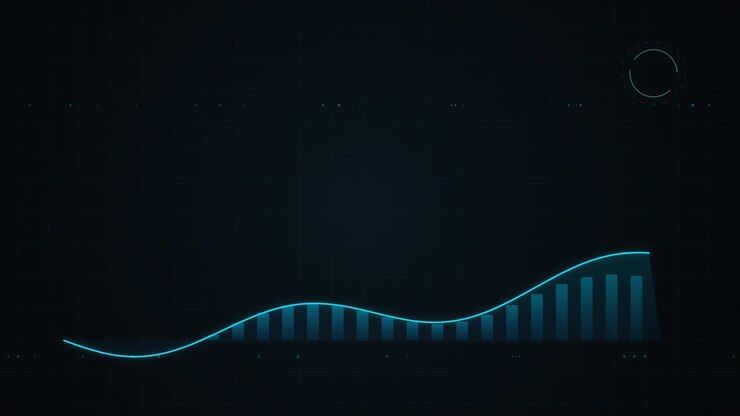 Digital Data Visualization Showing Fluctuating Blue Line Graph