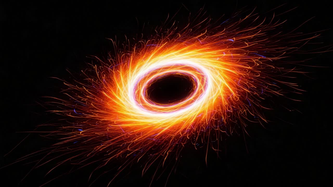 A Captivating Transformation of Light: Witness the Evolution of a Radiant Circular Display with Dynamic Sparks and Flowing Energy in a Stunning Visual Journey