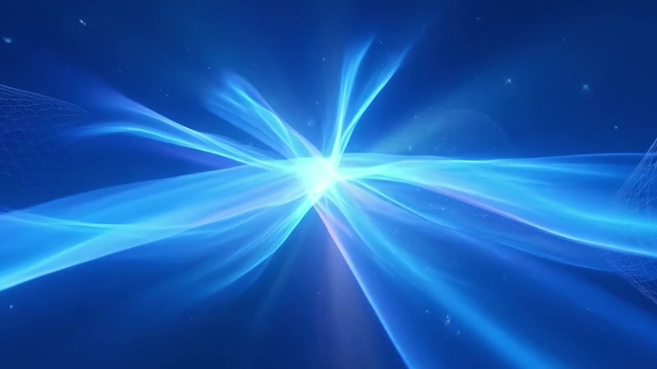 Onde astratte di luce blu che fluiscono nello spazio digitale