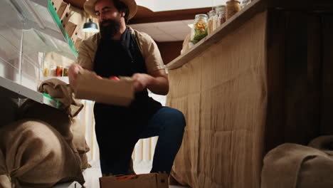 verduras recién cosechadas reabastecen la tienda