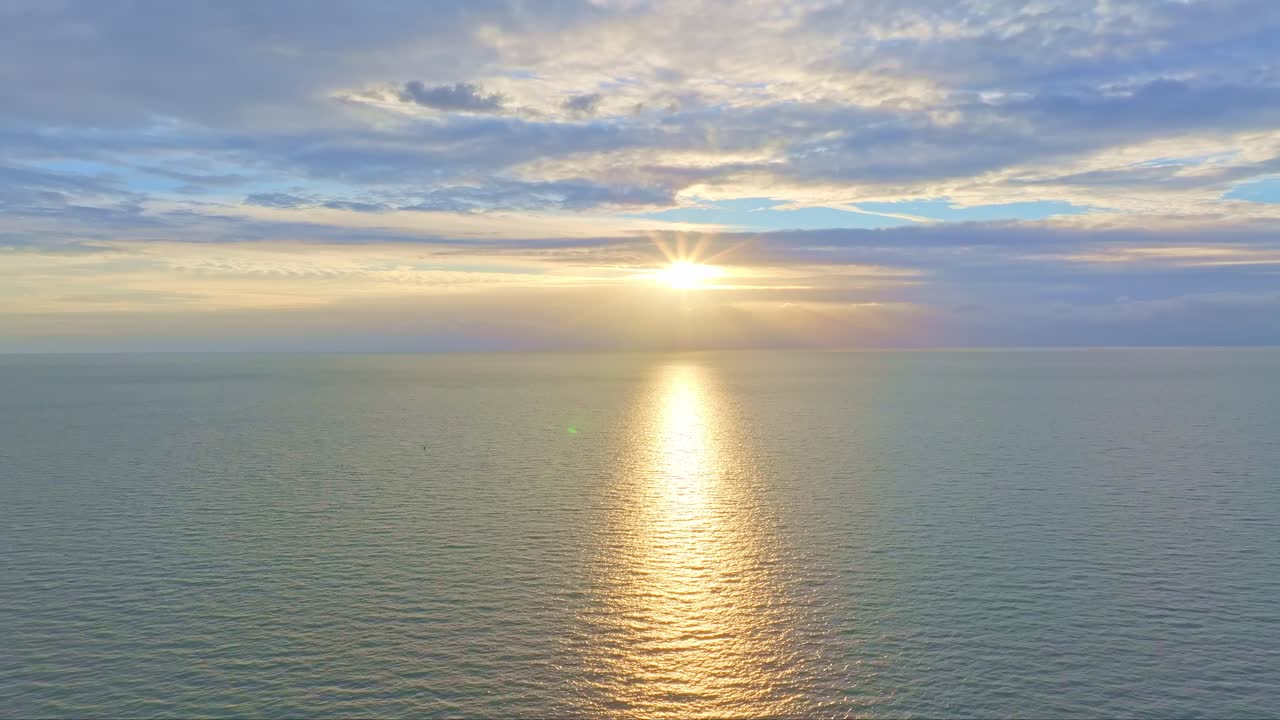 Sunset of the Blackpool sea. Popular seaside in Lancashire, UK.