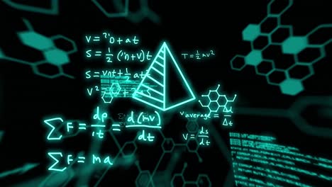 Animation-Mathematischer-Formeln-Und-Wissenschaftlicher-Datenverarbeitung-Auf-Schwarzem-Hintergrund