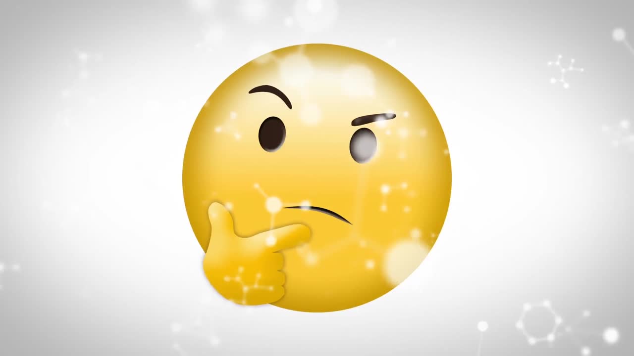 아이콘 위에 생각하는 이모티콘의 애니메이션  ⁇ 색 바탕에 연결의 네트워크가 떨어집니다.