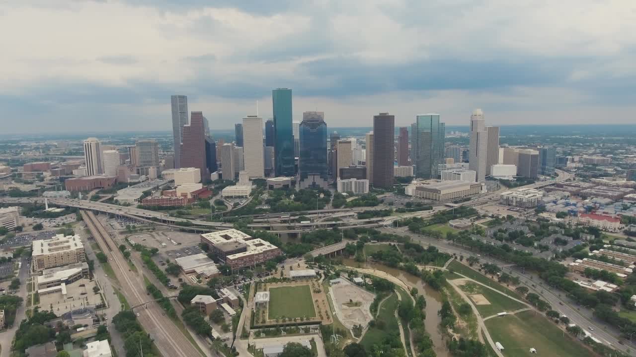 휴스턴 텍사스 스카이 라인 다운타운 에어리얼 트 업 1