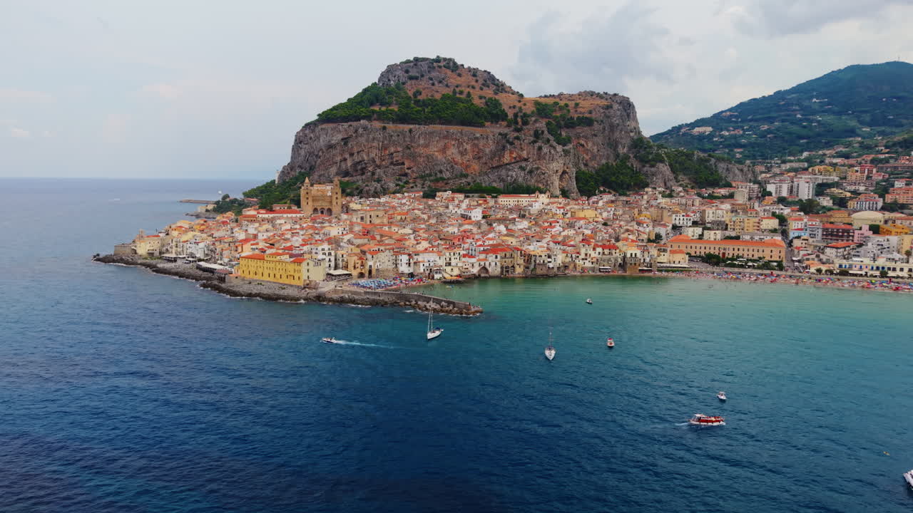 Aerial view of Cefalù, Sicily, showing the coastal town's charm and beauty