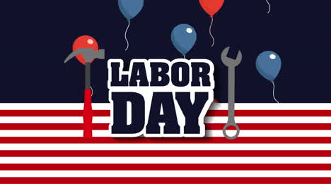 labor day card with usa flag and font