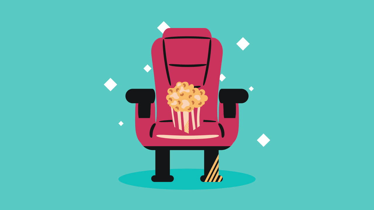 팝콘 이 있는 영화관 의자