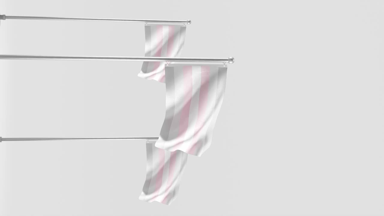 데미걸 프라이드 플래그 3d 렌더링 백색 배경, 수직