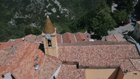 church clock tower in highest french village sainte-agnes in alpes-maritimes, france