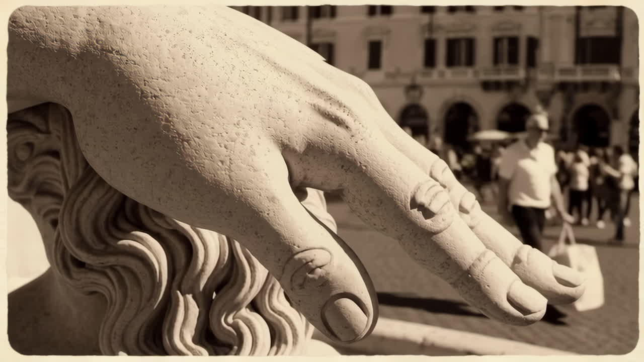 Vintage Close-up of a Classical Stone Hand Sculpture