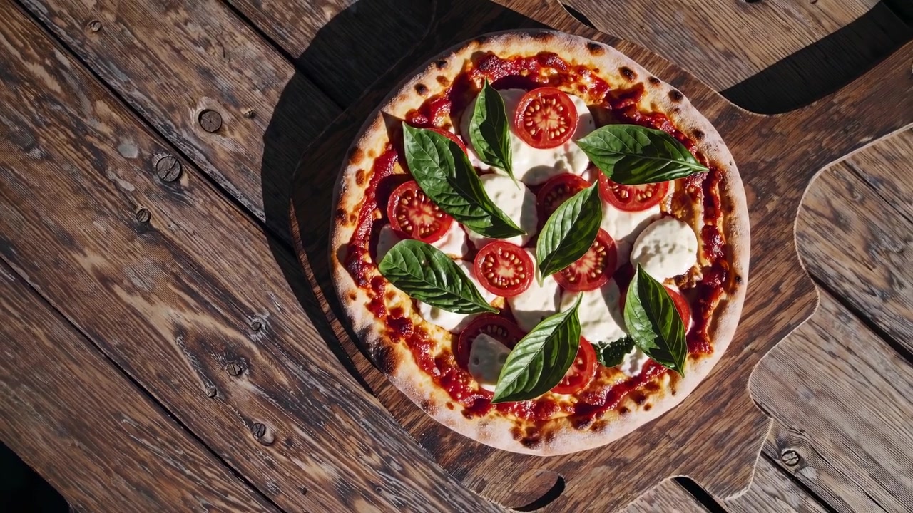 Pizza Margherita Fresca su un Tagliere di Legno