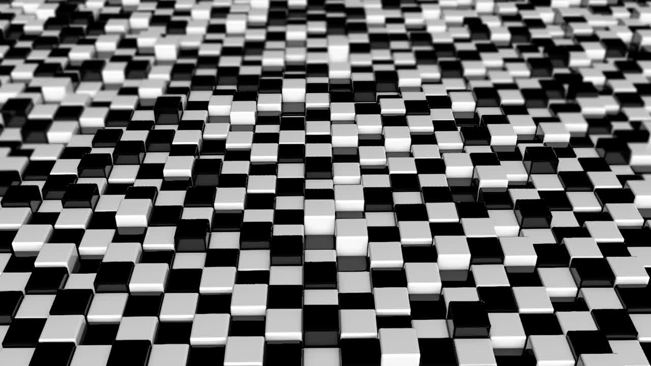 movimiento de cubos. fondo futurista con cubos blancos y negros. cubos con reflexión