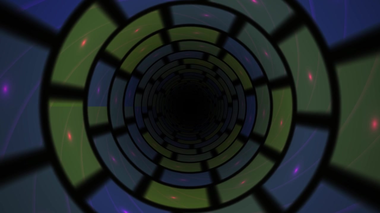 Seamless Loop of a Dark Abstract Tunnel with Glowing Lights