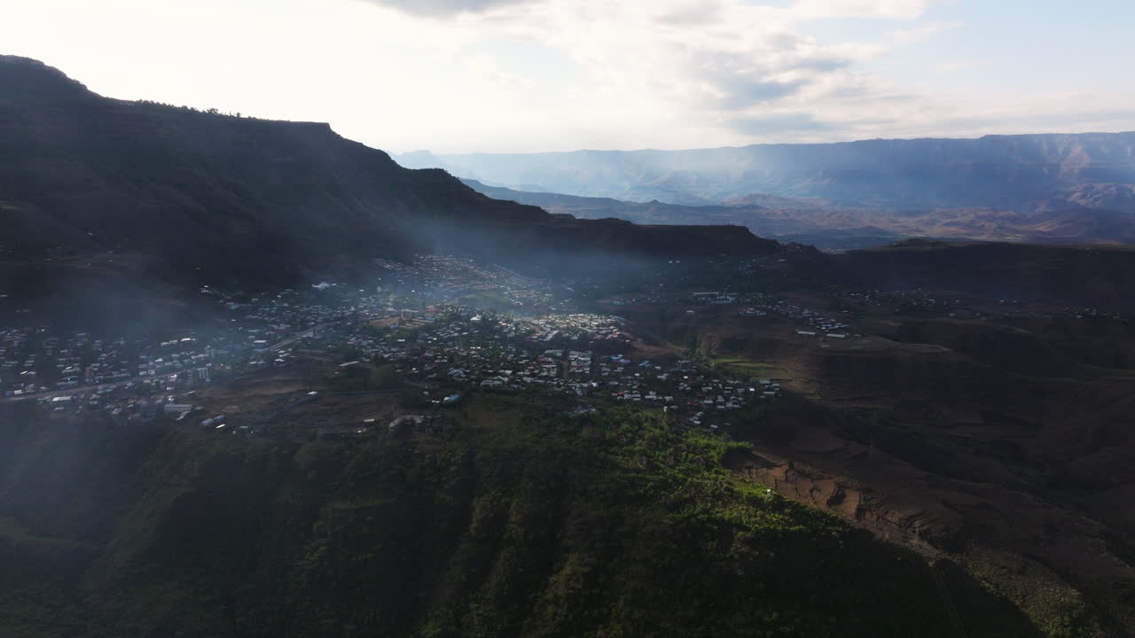 Panoramic View Of Lalibela Town In Ethiopia - Drone Shot