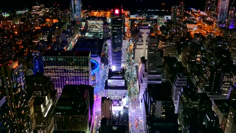 nighttime aerial view of new york city