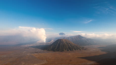 puffing fuming volcano emitting vapour steam