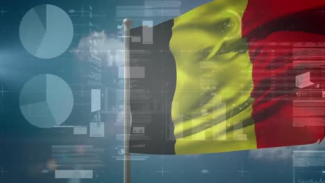 Animation-of-data-processing-over-flag-of-belgium