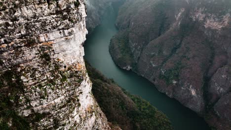 aerial - sumidero canyon and grijalva river, chiapas, mexico, truck right reveal