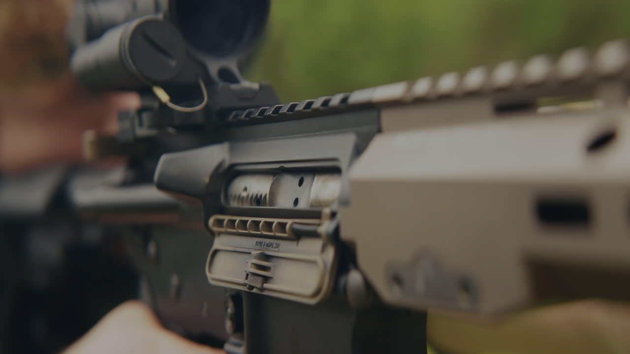 Close-up of an AR-15 rifle