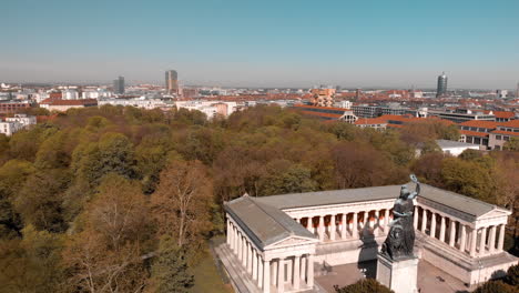 aerial of bavaria statue munich, germany