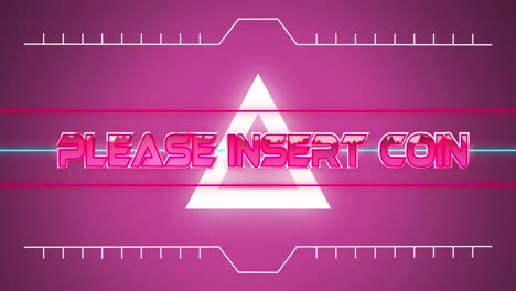 animation of please insert coin text over neon lights