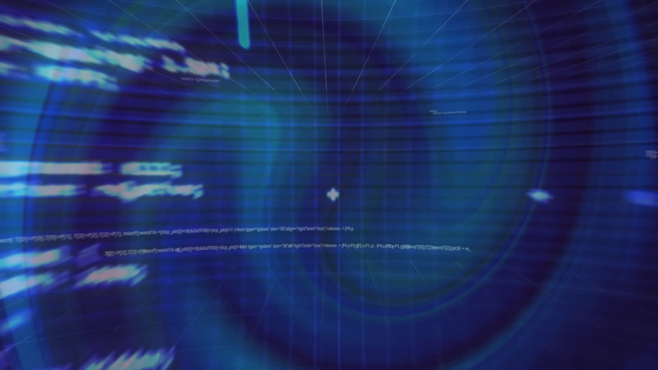 Animation of digital data processing over blue background