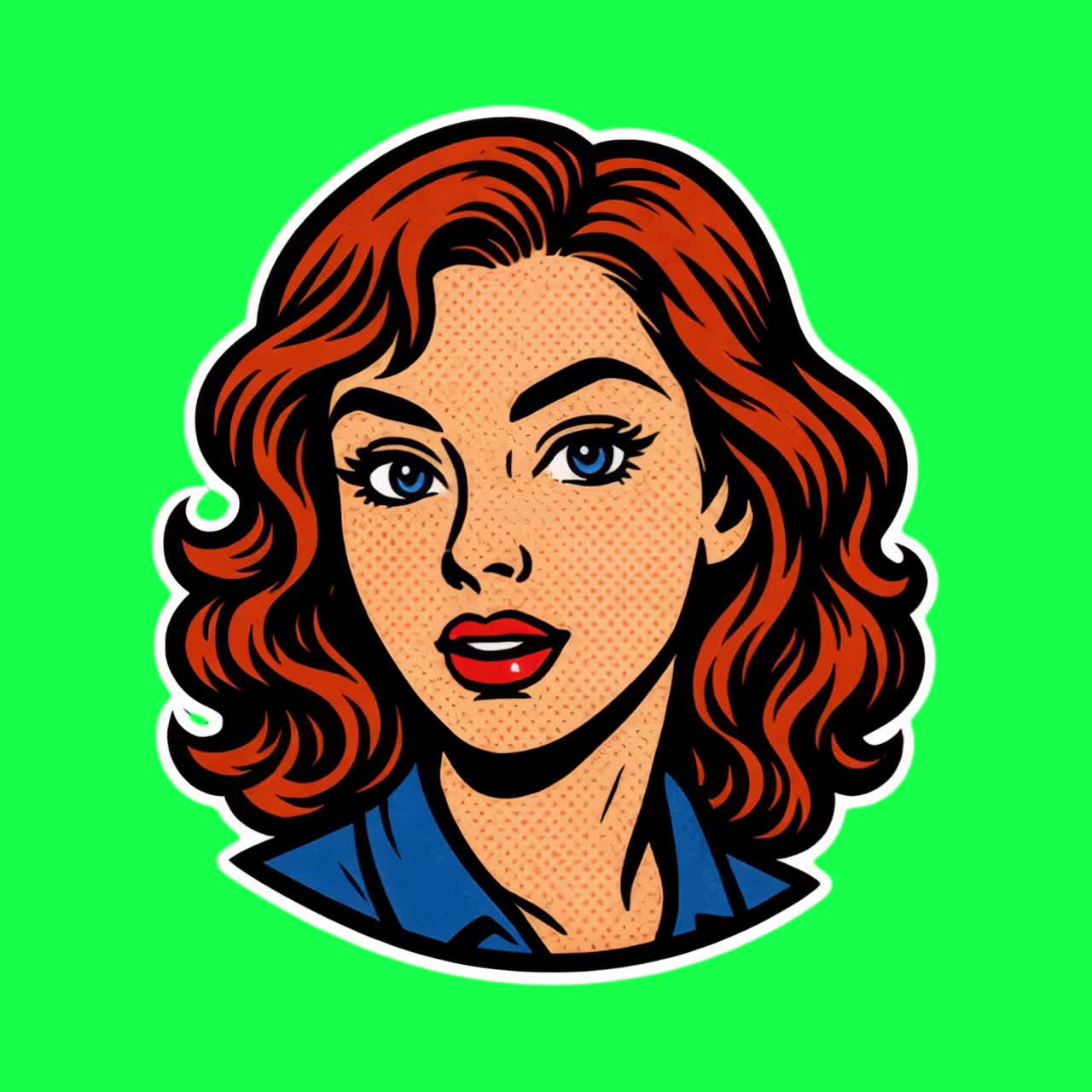 Retro pop-kvinde illustration animation, transparent 4K-video, green screen