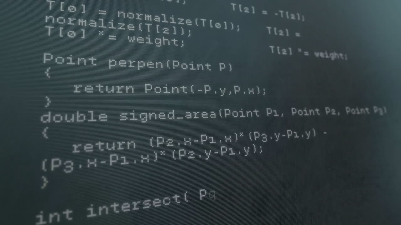 Animation of data processing over dark background
