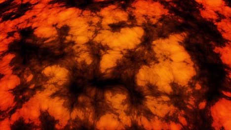 abstract magma rojo caliente fluyendo y ondulando, bucle sin costuras. animación. lava volcánica, derretimiento líquido moviéndose lentamente con manchas negras