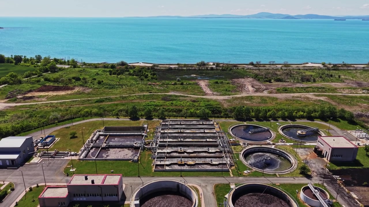 Water treatment process at a facility in an urban area
