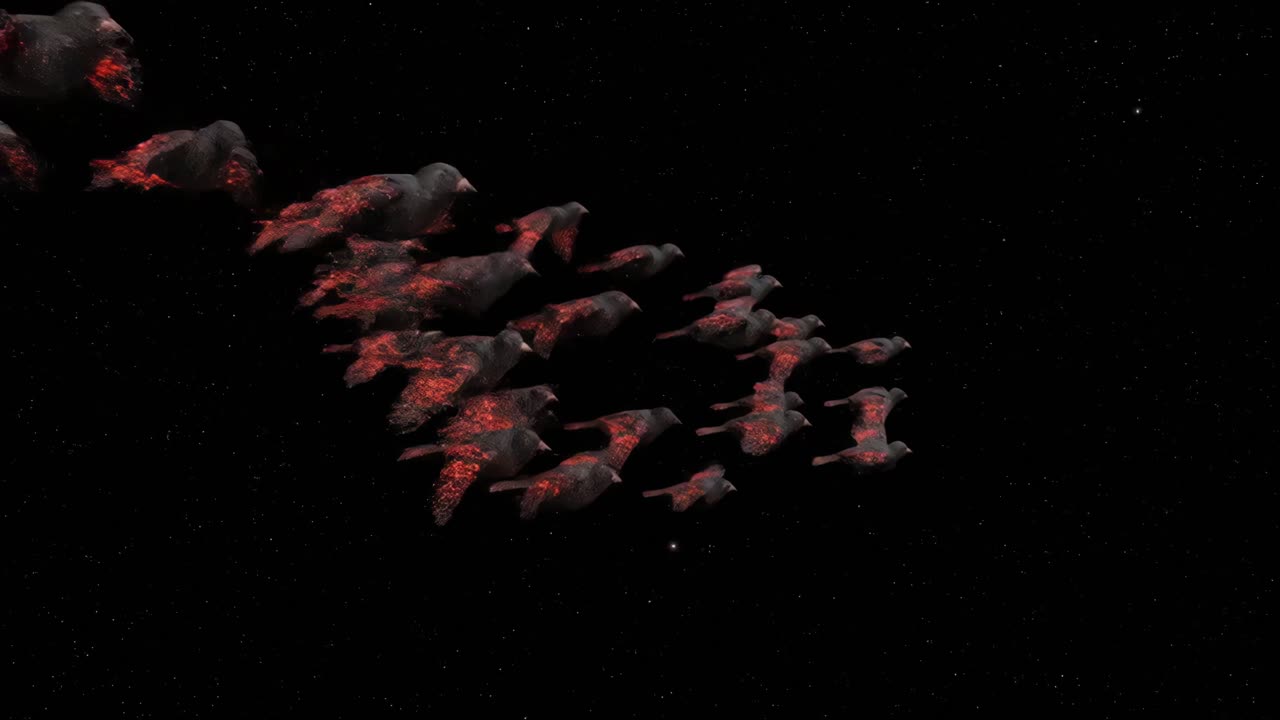 Birds Flying in Space