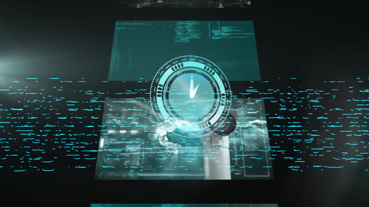 Animation of clock moving over data processing