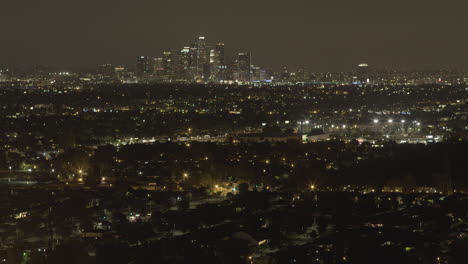 Lapso-De-Tiempo-Del-Horizonte-Nocturno-Del-Centro-De-Los-ángeles-Ubicado-En-El-Sur-De-California