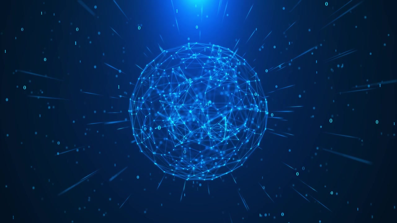 Global communication concept the earth rotating with node and line connection binary code futuristic