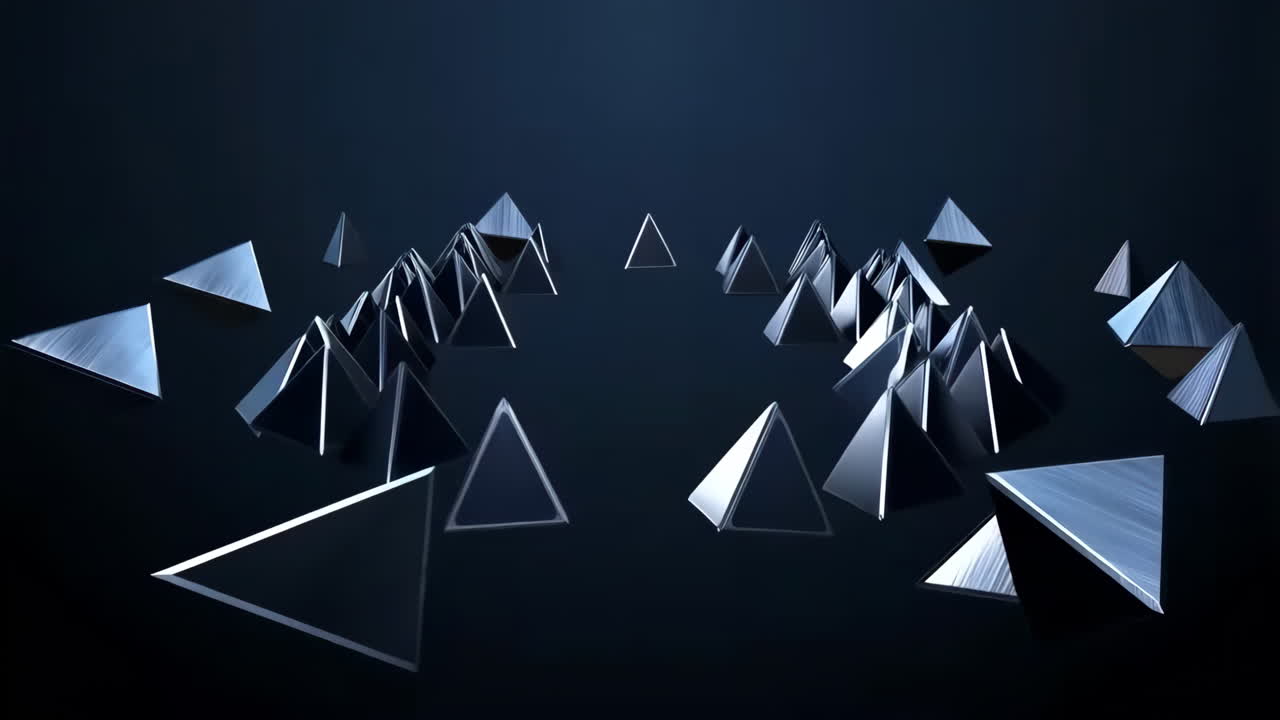 Abstract Dark Metallic Pyramids Geometric Background