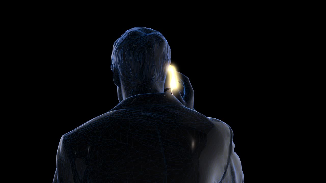 밝은 드폰을 가진 남자 전화 - 회전 루프 세부 사항