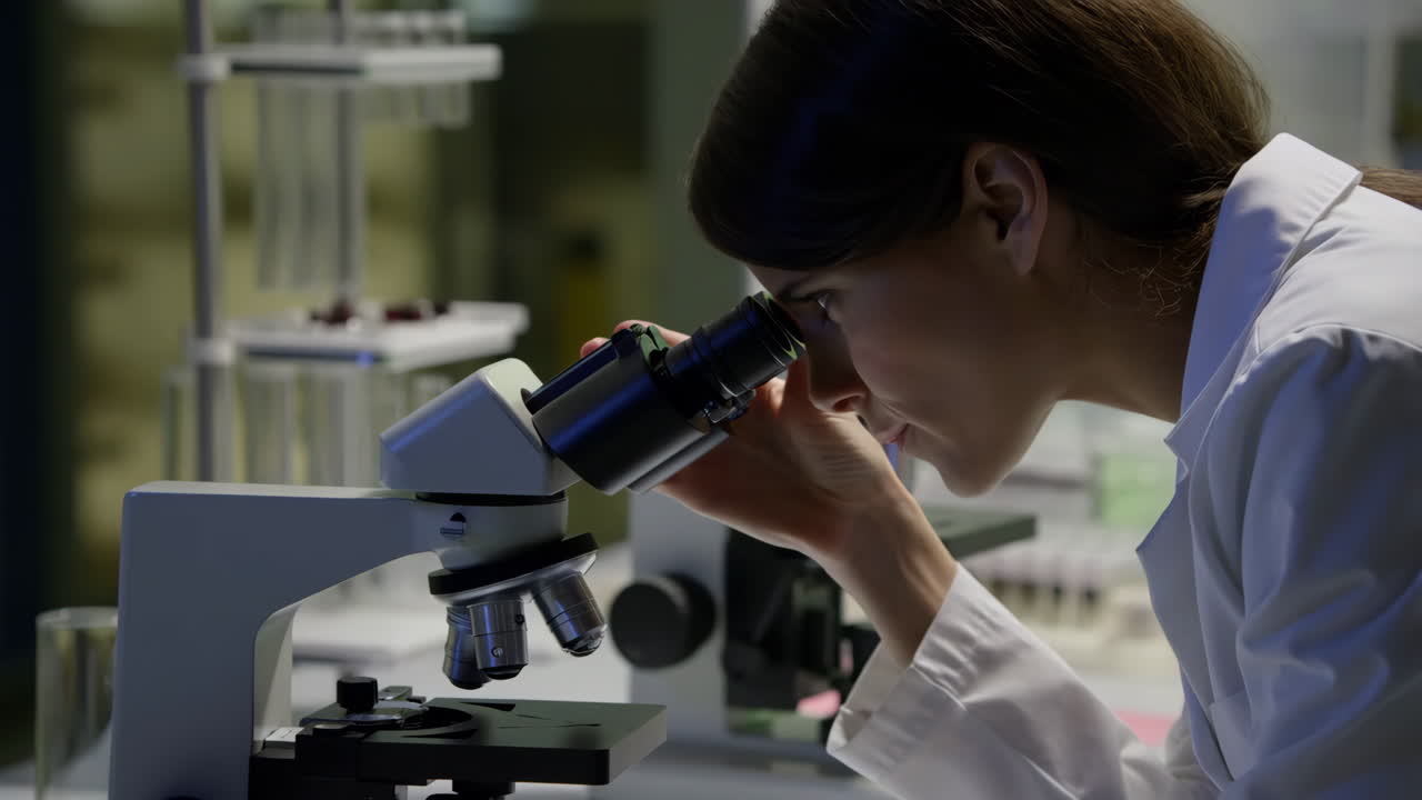Scientist working with a microscope in a laboratory