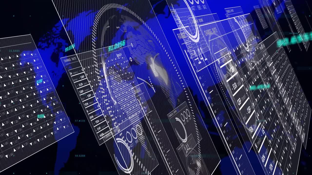 Animation of data processing over world map